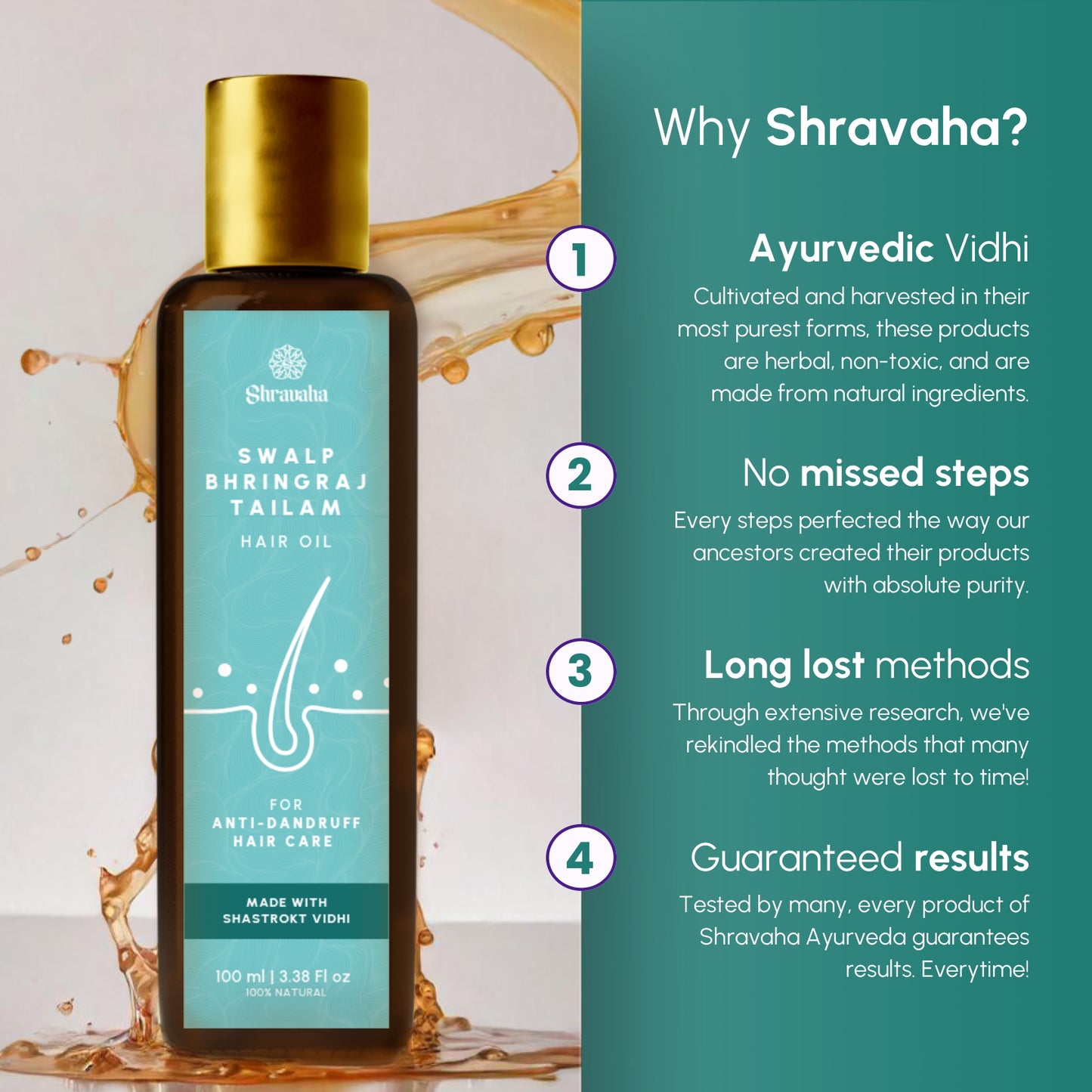 Anti Dandruff Hair Oil -Swalp Bhringraj Ayurveda Miracle