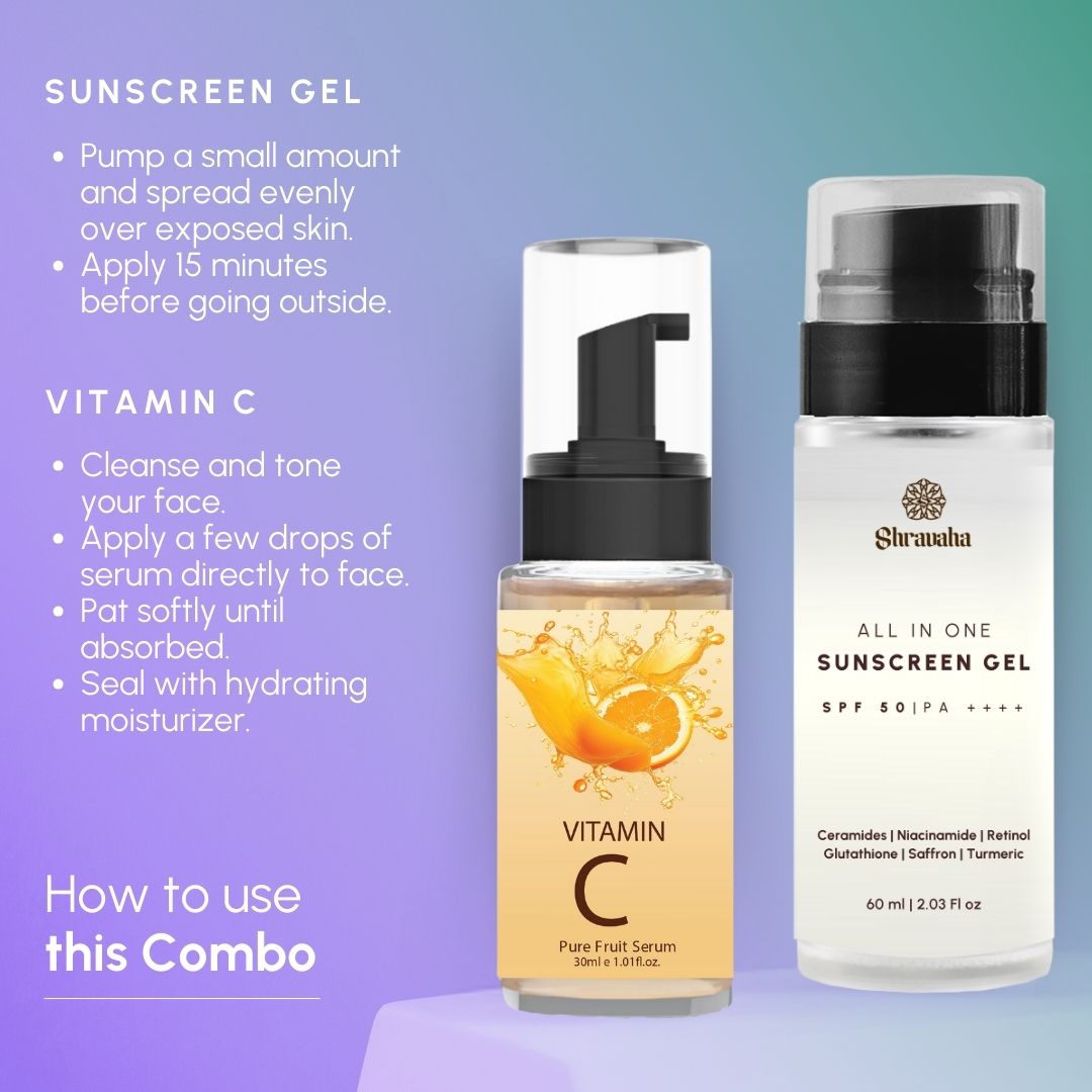 Sunscreen & Organic Vitamin C Combo : (60&30ml)