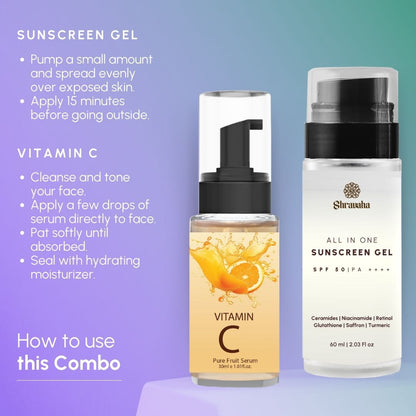 Sunscreen & Organic Vitamin C Combo : (60&30ml)